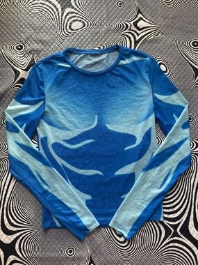 Blue Long Sleeve Graphic Tee - Women